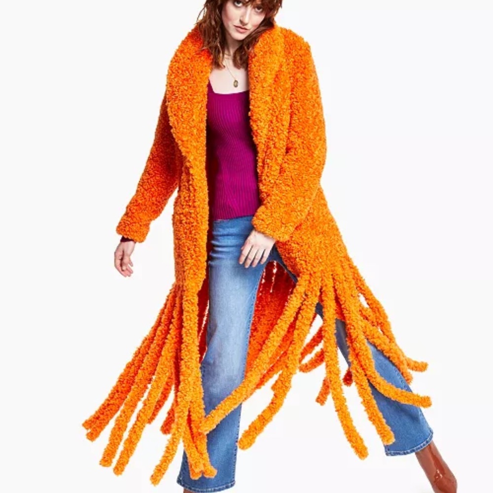 ((VIRAL)) I.N.C. International Concepts Faux Fur fringe trimmed Coat